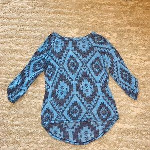 Girls blue patterned shirt